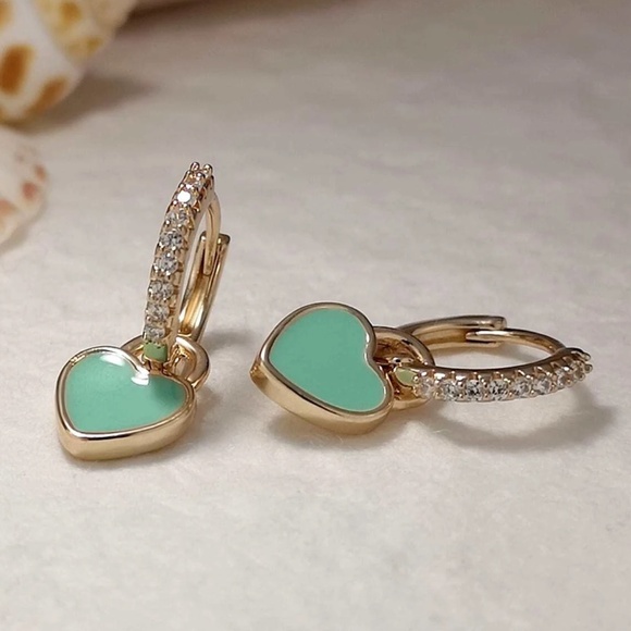 Luxe Gold Tone Heart Cubic Zirconia Multi-wear Earrings - Picture 7 of 9